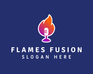 Podcast Flaming Mic logo design