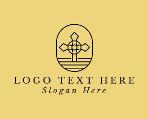 Rosary - Catholic Worship Cross logo design