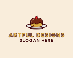 Cherry Pudding Dessert Cake  logo design