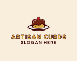 Cherry Pudding Dessert Cake  logo design