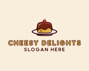 Cherry Pudding Dessert Cake  logo design