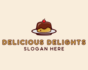 Cherry Pudding Dessert Cake  logo design