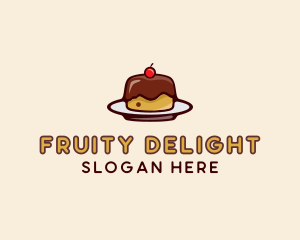 Cherry Pudding Dessert Cake  logo design