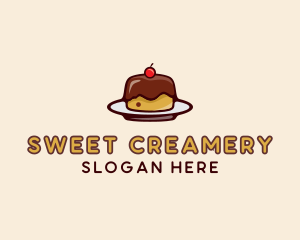 Cherry Pudding Dessert Cake  logo design