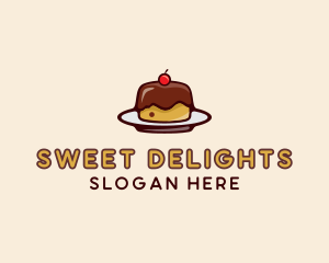 Dessert - Cherry Pudding Dessert Cake logo design