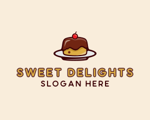 Cherry Pudding Dessert Cake  logo design