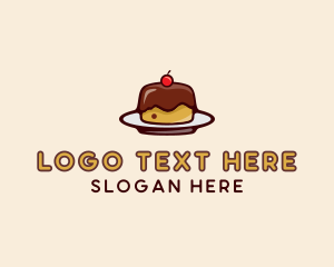 Food Blog - Cherry Pudding Dessert Cake logo design