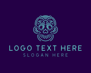 Scary - Spooky Ornate Skull logo design