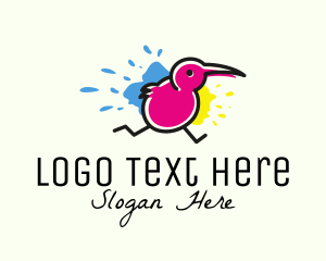 Paint Splatter - Multicolor Running Bird logo design