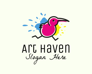 Multicolor Running Bird logo design