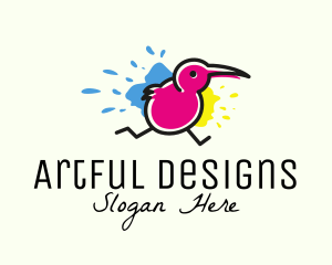 Multicolor Running Bird logo design