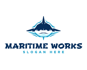 Marine Geometric Shark logo design