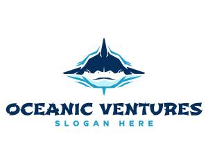 Marine Geometric Shark logo design