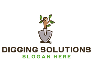 Shovel - Organic Shovel Plant logo design