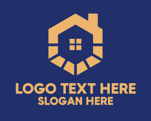 Roofing - Orange Hexagon House logo design