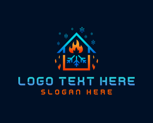 Heating - Heating Cooling Home Temperature logo design