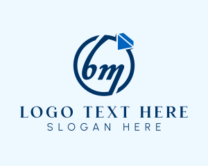 Blue - Diamond Ring Monogram Letter BM logo design