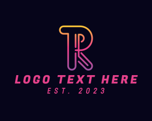 Cyberspace - Gradient Neon Business Letter R logo design