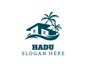 House Wave Palm Tree Logo