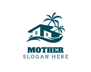 House Wave Palm Tree Logo