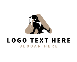 Golden Retriever - Dog Leash Veterinarian logo design