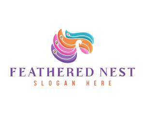 Feathers - Colorful Peacock Cafe logo design