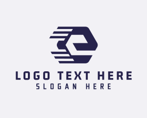 Blue Hexagon - Modern Fast E logo design
