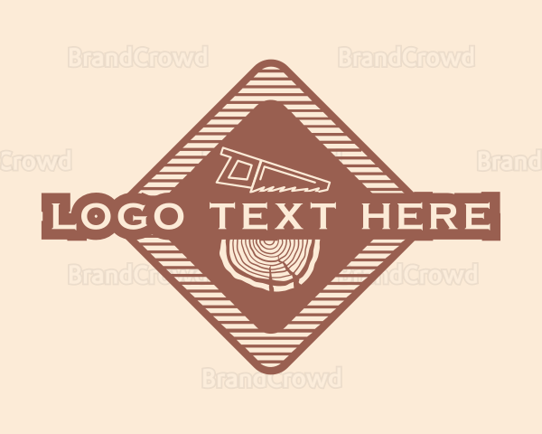 Retro Wood Log Saw Logo