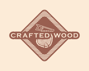 Retro Wood Log Saw logo design