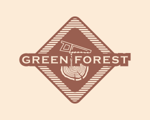 Retro Wood Log Saw logo design