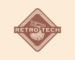 Retro Wood Log Saw logo design