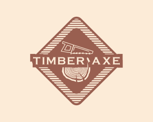 Retro Wood Log Saw logo design