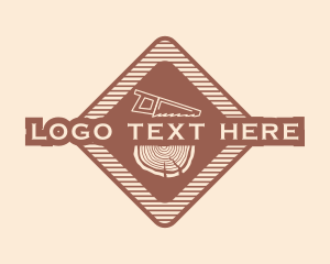Log - Retro Wood Log Saw logo design