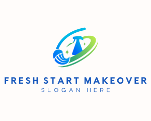 Mop Swoosh Sprayer Housekeeping logo design