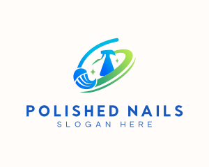 Mop Swoosh Sprayer Housekeeping logo design