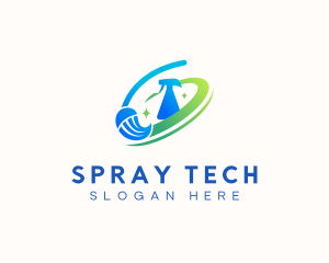 Sprayer - Mop Swoosh Sprayer Housekeeping logo design