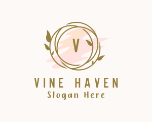 Natural Vine Watercolor Wreath logo design