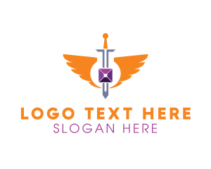 Dagger - Wing Sword Gem logo design