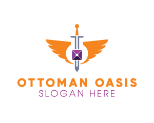 Ottoman - Wing Sword Gem logo design