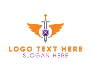 Stone - Wing Sword Gem logo design