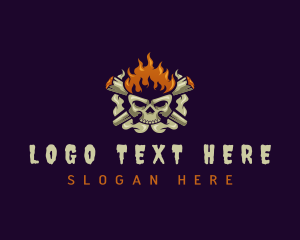 Skeleton - Cigarette Smoking Skull logo design