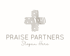 Praise - Fingerprint Cross Texture logo design