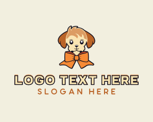 Pet Care - Puppy Dog Ribbon logo design