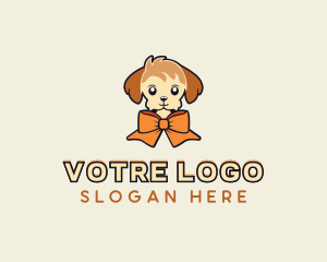 Domesticated Animal - Puppy Dog Ribbon logo design