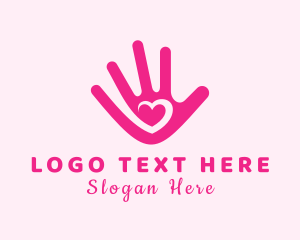 Deaf Community - Romantic Heart Hand logo design