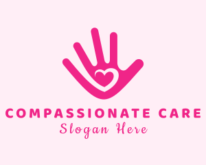 Caring - Romantic Heart Hand logo design