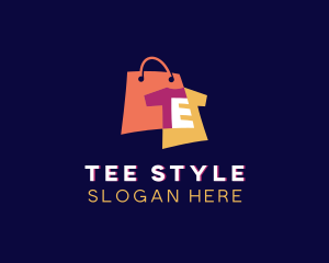 T Shirt - Shopping Apparel Letter E logo design