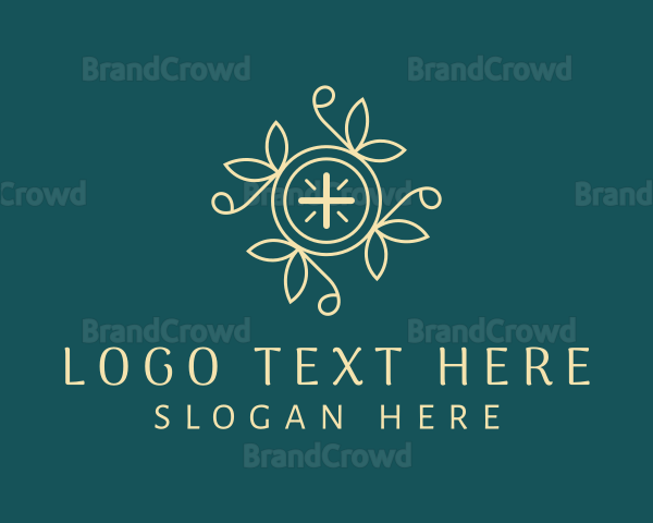 Floral Cross Religion Logo