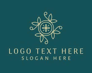 Preaching - Floral Cross Religion logo design