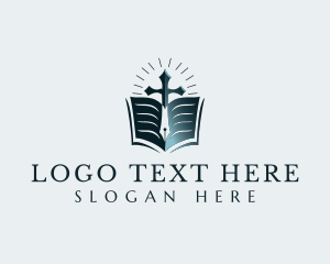Christian - Bible Cross Scripture logo design
